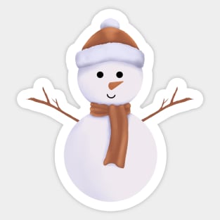 Christmas Snowman with Brown Scarf and Beanie. Sticker